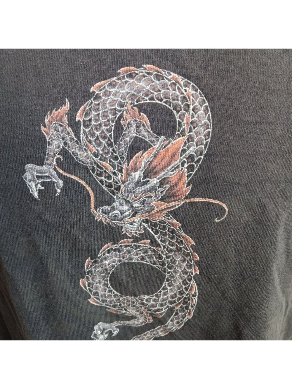 Dragon Alstyle Large Vintage T-shirt Y2K Trashed Gray Short Sleeve